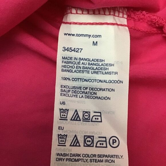 2/40$ TOMMY Hilfiger button down shirt pink blouse in medium 100% cotton preppy - Picture 6 of 11
